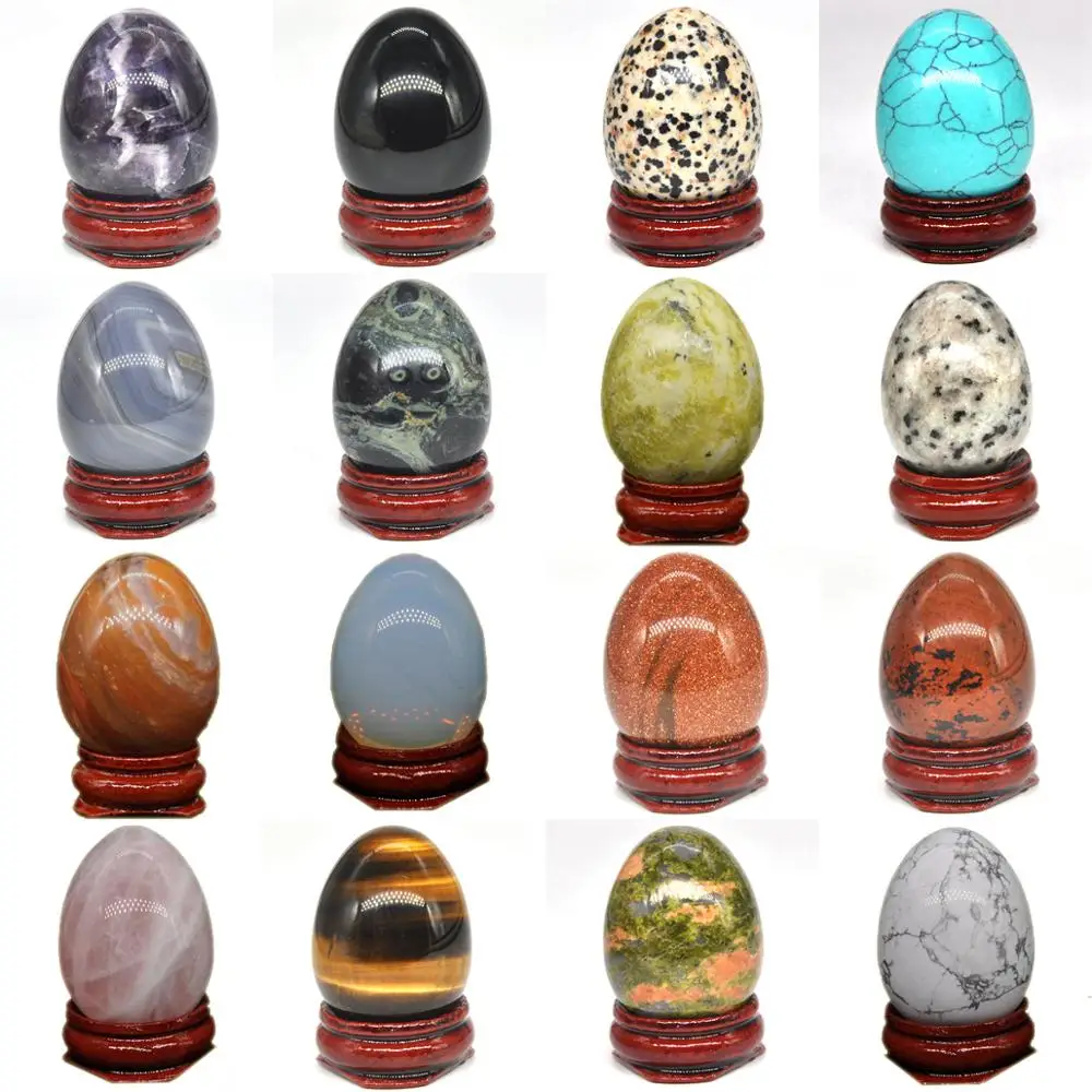 30x40mm Easter Egg Shaped Stone Natural Healing Crystal Kegel Massage Accessory Minerale Reiki Gemstone Craft Figures Home Decor