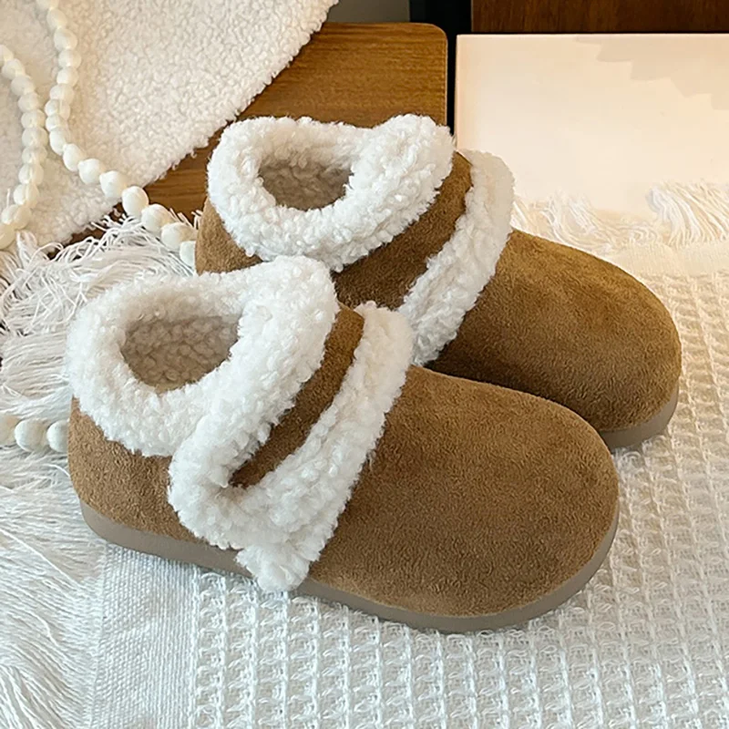 

Winter Boots For Children PU Leather Thick Warm Kid's Snow Boots Soft-soled Anti-slippery Boy's Girl's Plush Boots Cotton Shoes