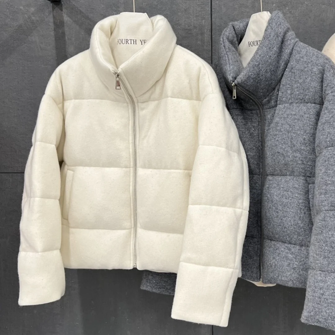 新作秋冬 ブライトスパンコール グースダウンジャケット ステッチニットダウンジャケット レトロスタイル レディース