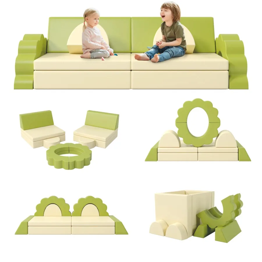 

10PCS Couch for Playroom Baby Climbing and Crawl Foam Play Set Foam Climbing Blocks Convertible Sofa Play Couch Indoor Climbing