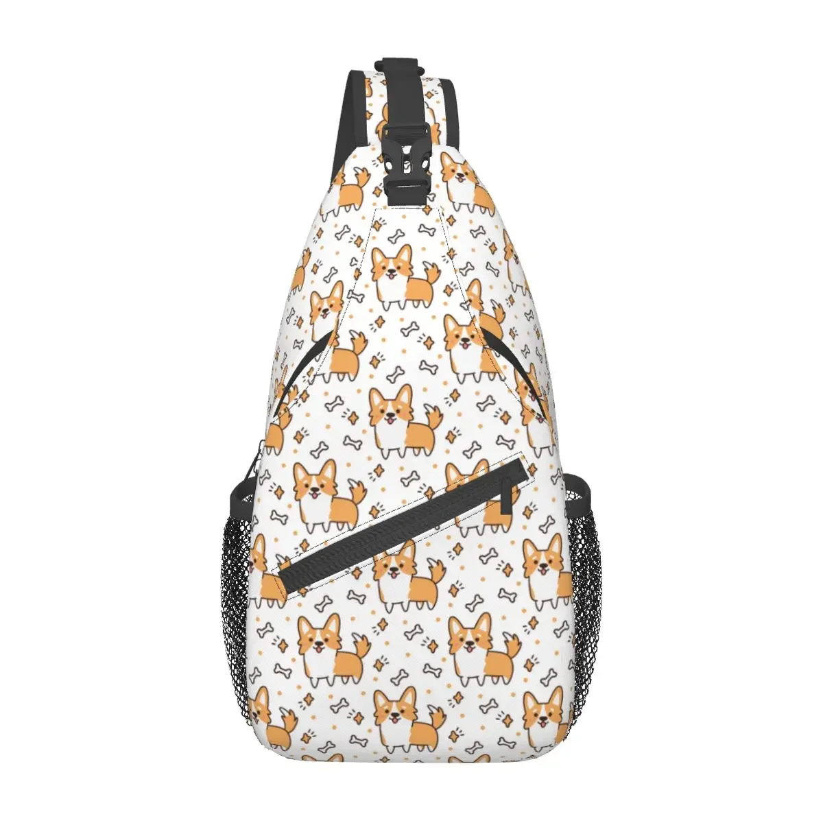 Kawaii Corgi Sling Bag Chest Crossbody Shoulder Sling Backpack Outdoor Hiking Daypacks Cute Animal Men Women Satchel