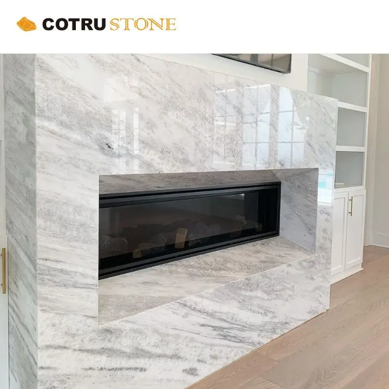 

Полированный мраморный камин Carrara Элегантный мраморный камин Carrara с серыми венами