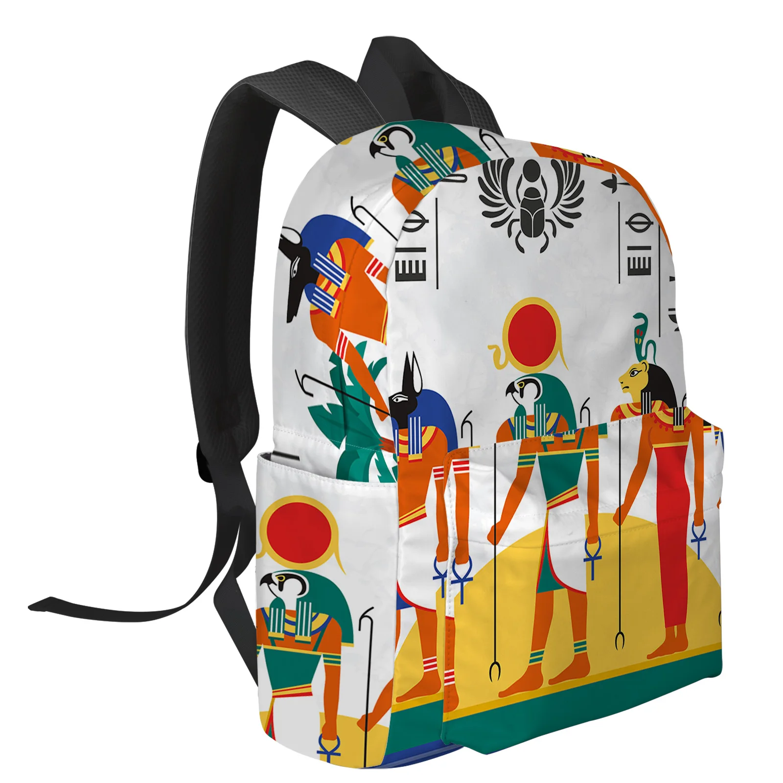 Mochila para Adolescente do Antigo Egito, Mochila Escolar Masculina, Bolsa de Ombro, Mochila Portátil, Símbolo, Listra, Humano, Cabeça, Sol, Escola