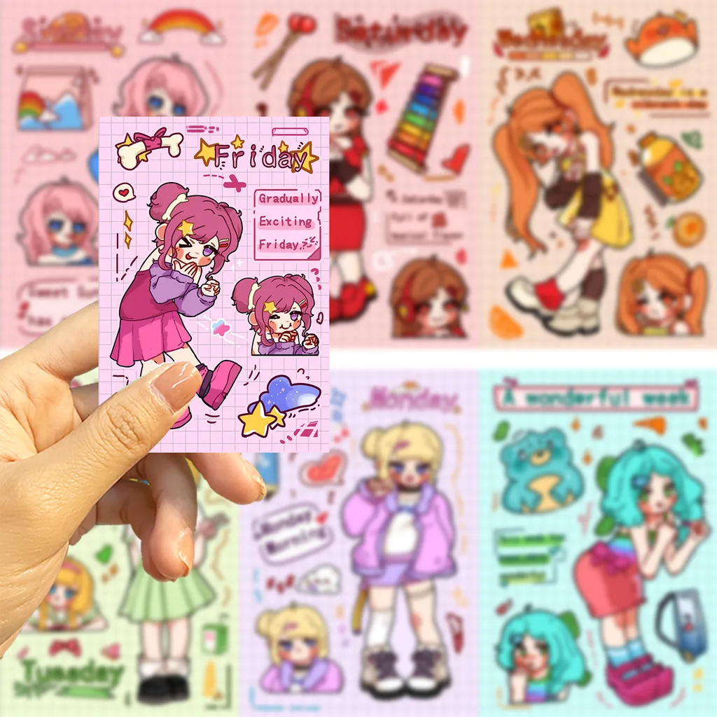 8 стилей Kawaii Girly Scrapbooking DIY декоративные наклейки-водостойкие украшения для журналов, чехлов для телефонов, ноутбуков
