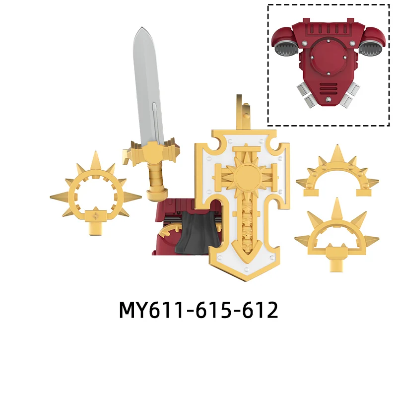 The Action Figures Shield Weapons Pants Hair Parts Model Blocks MOC Bricks Set Gifts Toys For Children MY611-MY615