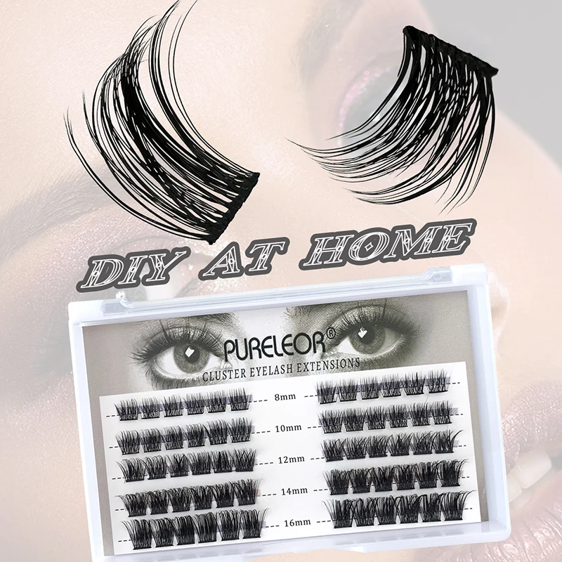 

New Self Adhesive Lash 60 Pcs Cluster DIY Eyelash Extensions Individual Self DIY Soft Natural Reusable Eyelash Make Up Tool