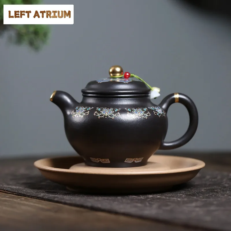 

350ml Yixing Purple Clay Teapots Handmade Colour Enamels Pot Raw Ore Zhu Mud Reducing Roasting Tea Maker Kettle Zisha Tea Set