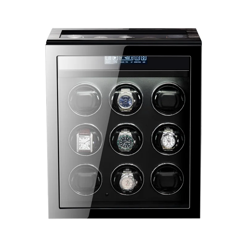 Single Automatic Rotation Leather Wood Luxury Touch Screen Remote Control Automatic Watch Winder
