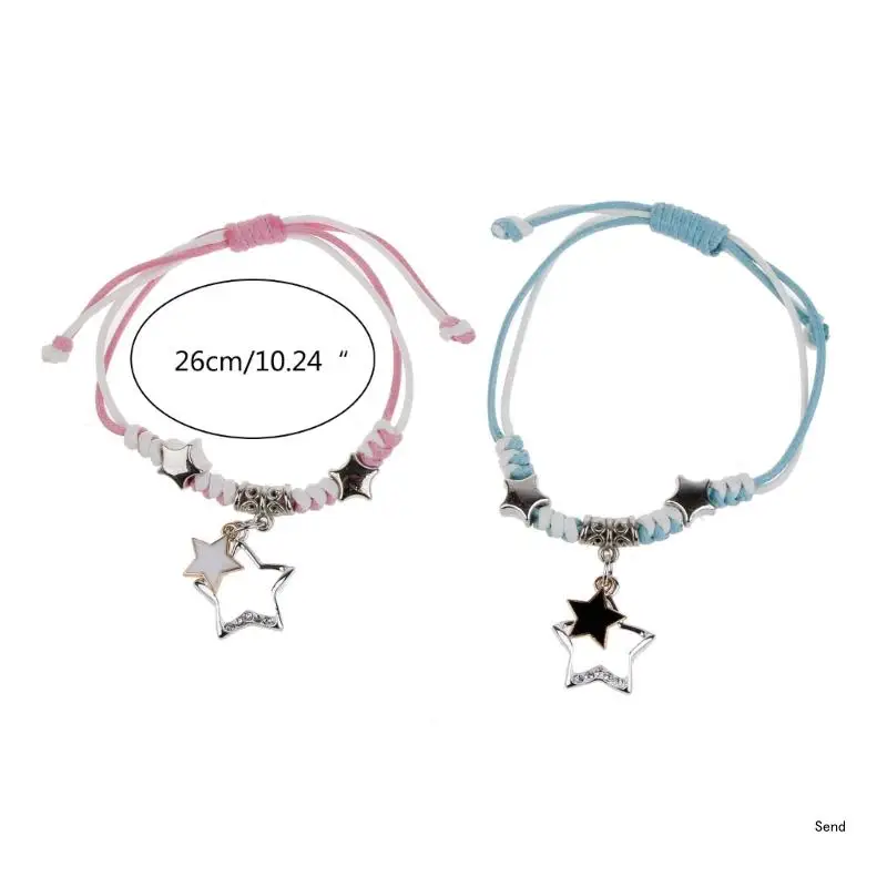 قطعتان من الأساور المصنوعة من الحبال المنسوجة الأنيقة للأزواج، أساور متطابقة مع سحر النجمة