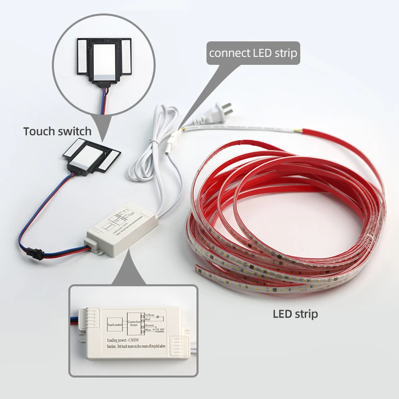 AC220V single button touch on/off for LED light high voltage mirror touch switch