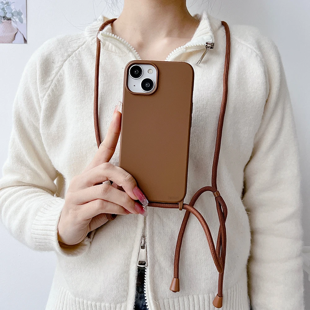 Crossbody-Lanyard-Schlauchhülle aus Flüssigsilikon für iPhone 16 Plus 11 12 Mini 18 17 15 14 13 Pro Max Air mit Halskettenband Weiche Hülle – Detail 3