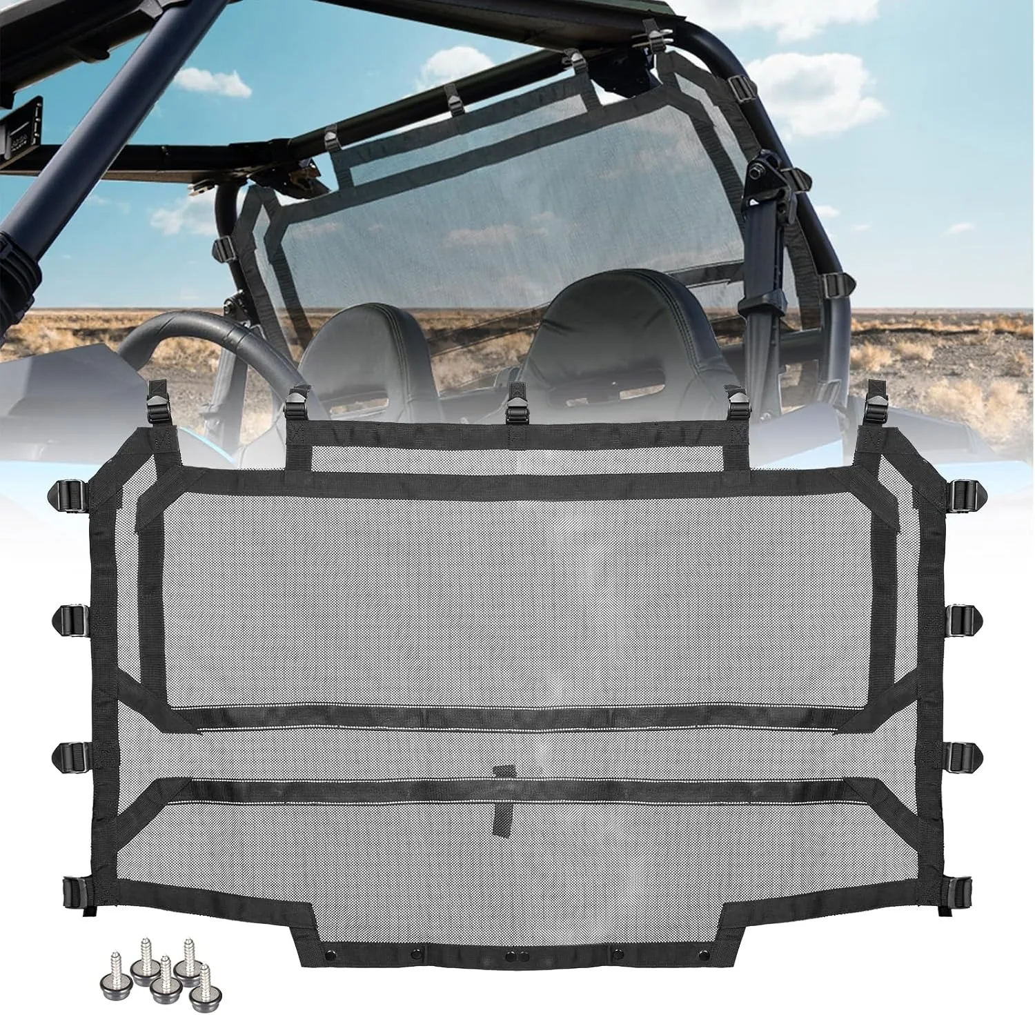 

UTV Rear Window Net Mesh for RZR XP 1000 Thickened Rear Mesh Sunshade Windshield for Polaris 2014-2020 RZR 1000 Turbo XP