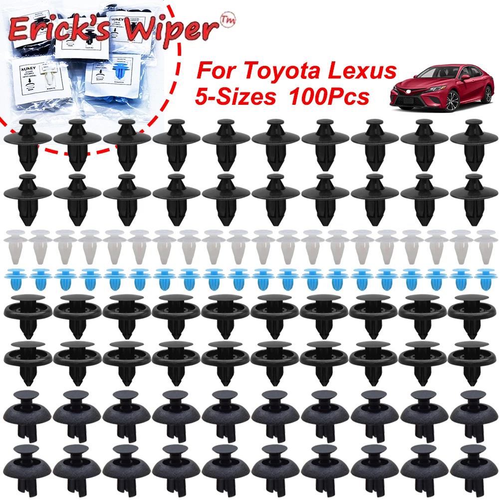 Erick's limpador 100x push pin rebites painel de guarnição do carro pára-choques clipes fixadores para toyota corolla rav4 highlander prius avensis