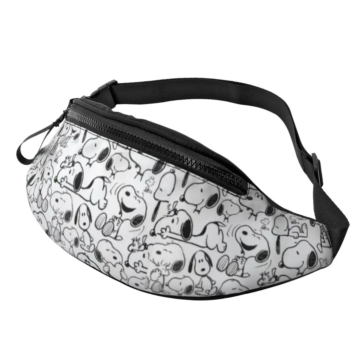 Custom Snoopys Smile Giggle Laugh Pattern 2 Fanny Pack for Men Women Cool Crossbody Waist Bag Cycling Camping Phone Money Pouch