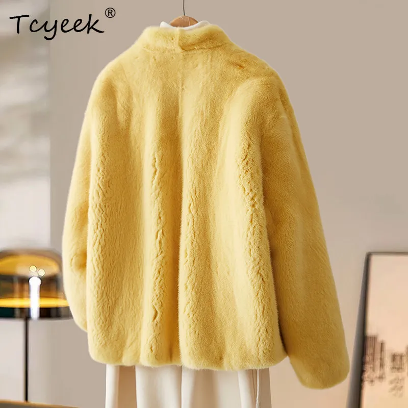 

Tcyeek Natural Mink Fur Coat Women Clothes Winter Jacket Whole Mink Real Fur New in Coats Woman Short Style Fashion Шуба Женская