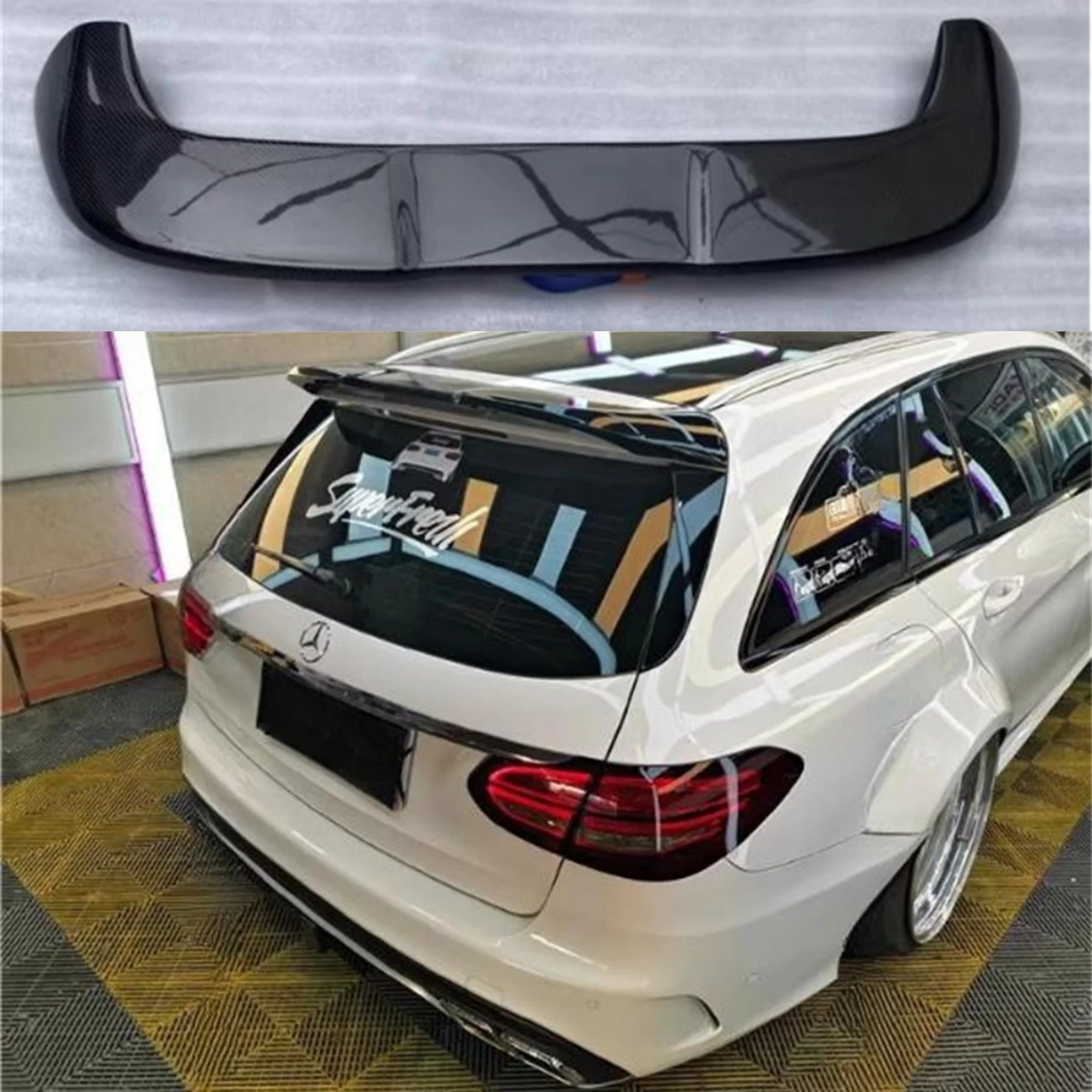 Carbon Faser Für Mercedes Benz C-Klasse S205 2015-2020 C200 C250 C300 4 Tür Hinten Schwanz stamm Deckel Auto Flügel Ente Schwanz Lip Spoiler