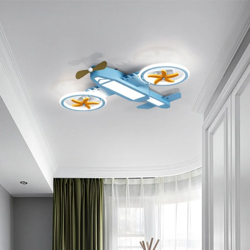 Imagem -04 - Led Lâmpada do Teto para o Quarto das Crianças Decoração Avião Forma Design Iluminação Luminárias Hélice de Teto Rotação Escurecimento