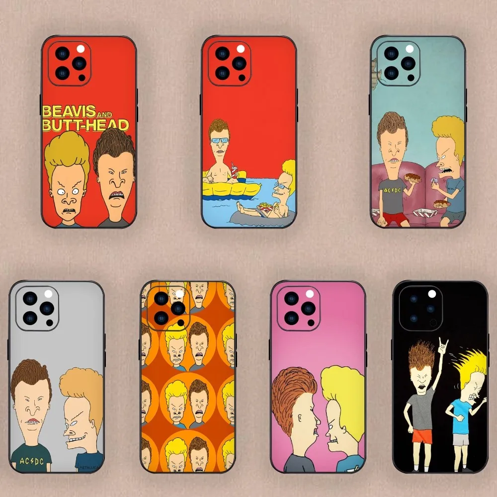 Cartoon B-Beavis And Butt-Head Phone Case For iPhone Mini 11 12 13 14 15 Plus Pro Max XR XS Black Shell