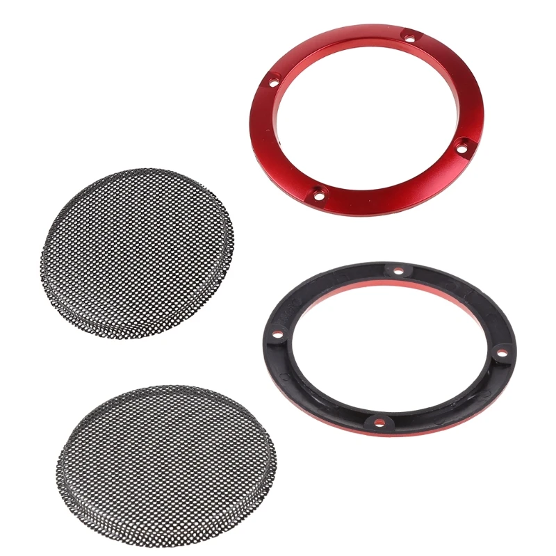 2 Packs 3 inches Auto Speaker Cover Car  Subwoofer Grille Red Accessories