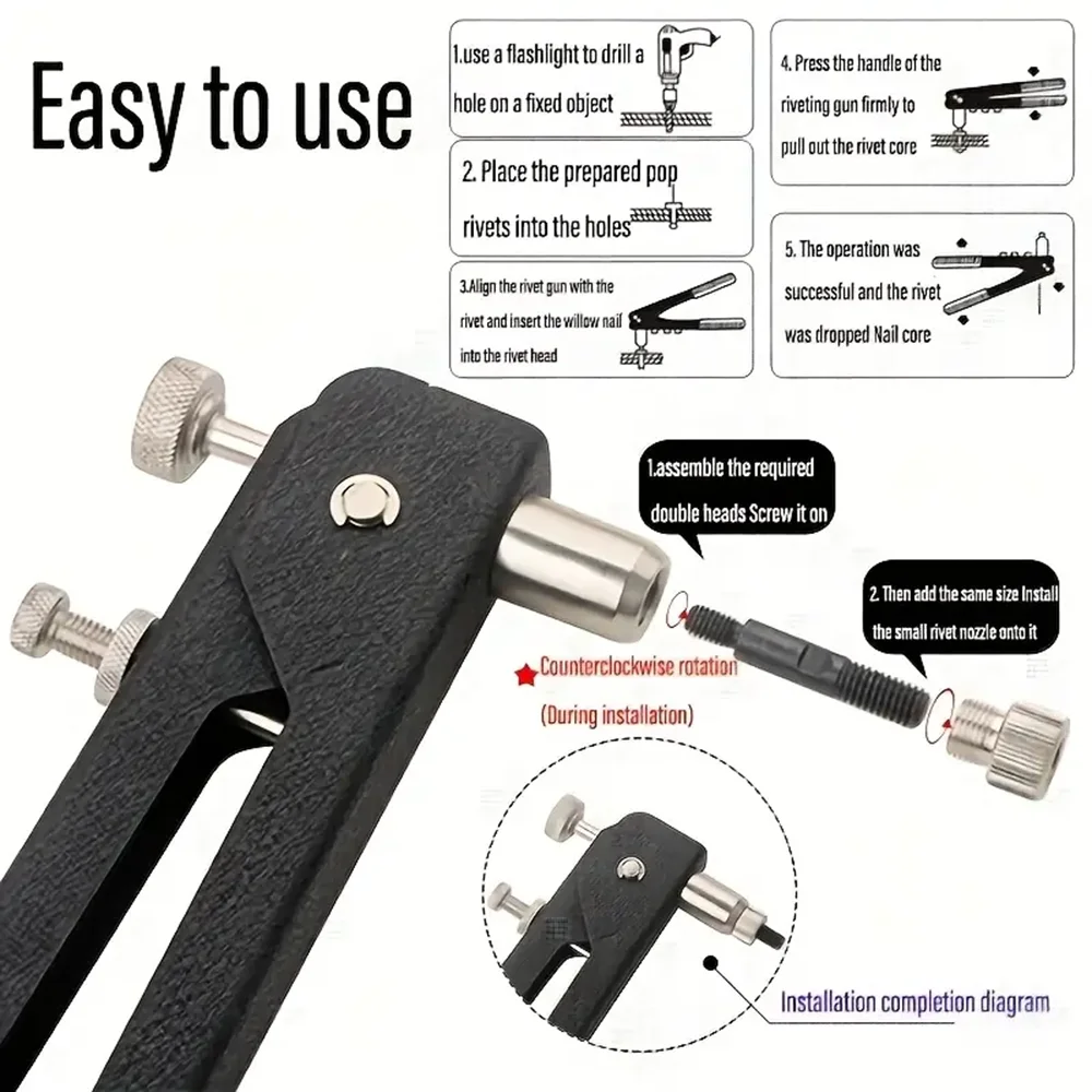 M3 M4 M5 M6 M8 Professional Rivet Nut Gun Kit, Hand Rivet Nut Gun, Home Cordless Rivet Gun, Furniture Auto Parts Riveting Tools