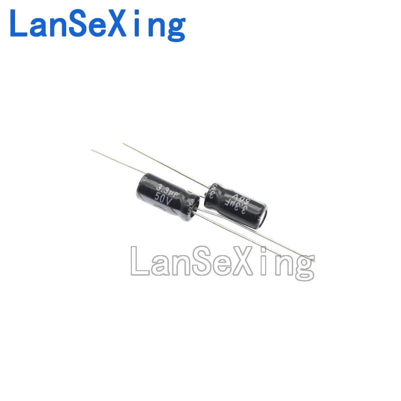 Capacitor Eletrolítico Plug-In Long Life, 50V Volume, 3.3UF, 5x11, 4x7mm, 50V