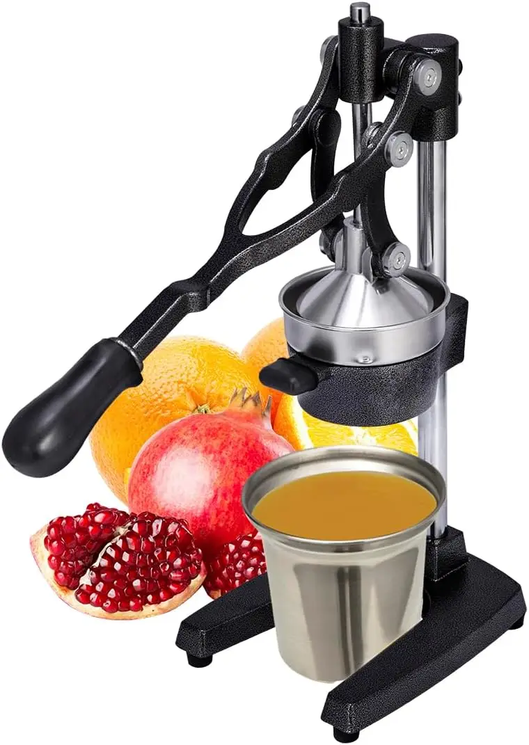 

Extra Tall Commercial Heavy Duty Cast Iron Hand Press Manual Fruit Juice Squeezer With Stainless Steel Cup 19 Inch Height For Or