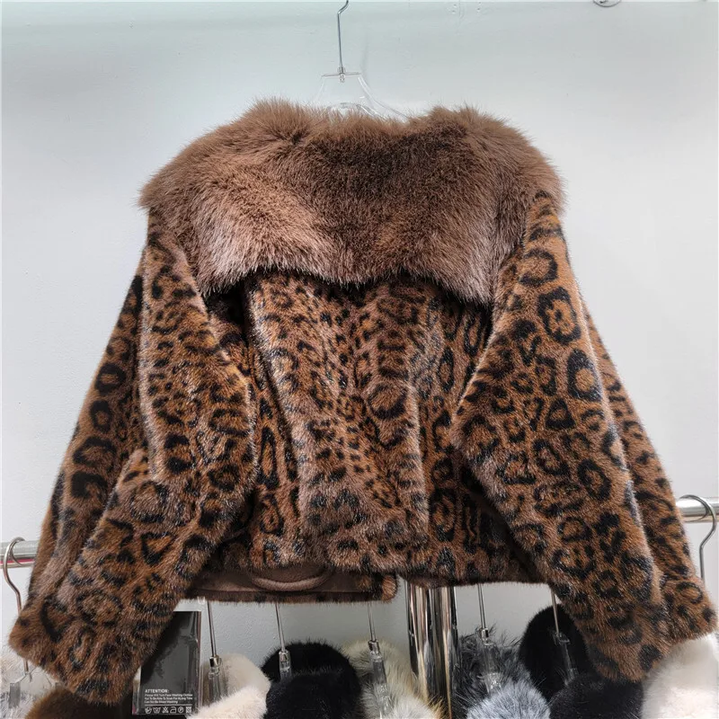 DEAT Women\'s Faux Fur Coat Lapel Loose Leopard Pattern Single Buckle Thick Luxury Plush Jackets 2024 Autumn New Fashion 29L8535