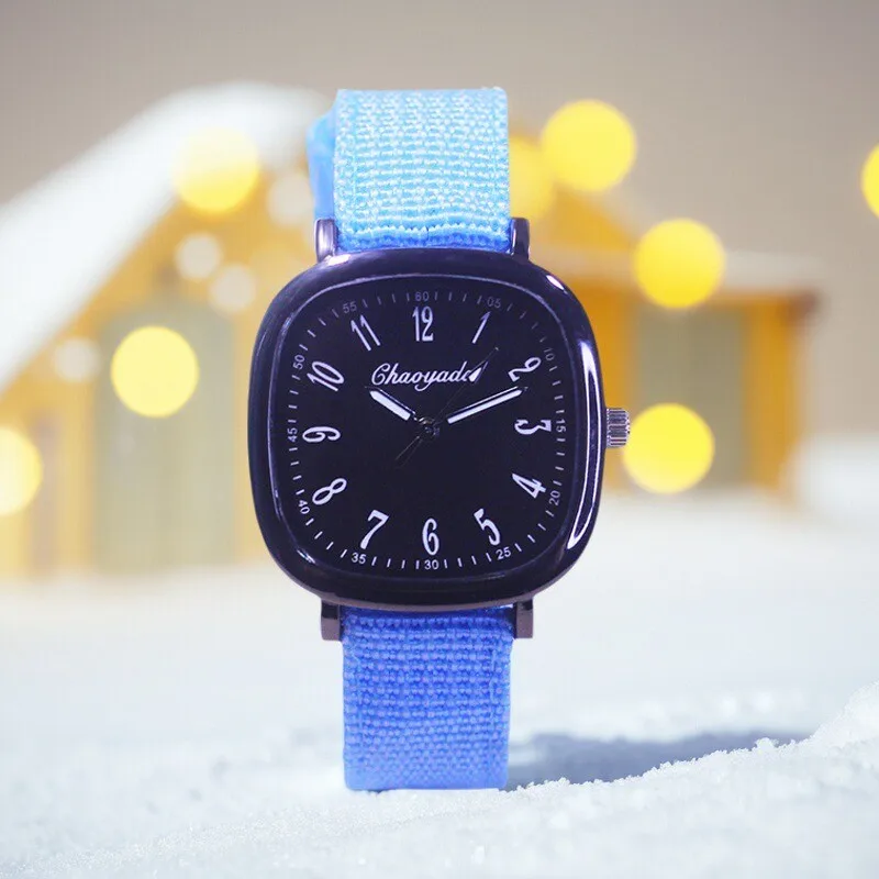 children Durable easy clean canvas quartz watch teenagers boys girls junior high primary school students for exam birthday gifts