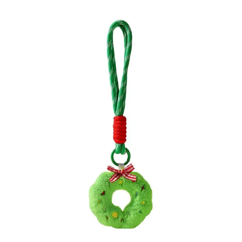Cute Cartoon Christmas Plush Pendant Lanyard Keychain Kawii Plush Little Doll Backpack Handbag Pendant Decoration Accessories