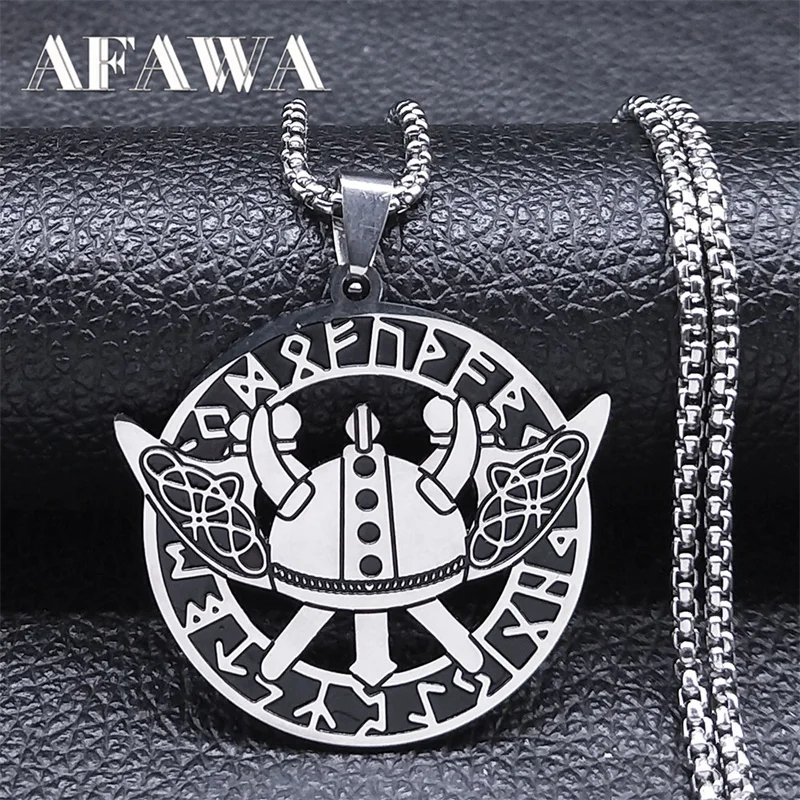 Viking Norse Axe Pendant Necklace for Women Men Stainless Steel Nordic Double Axe Celtic Knot Necklace Jewelry collar NS02