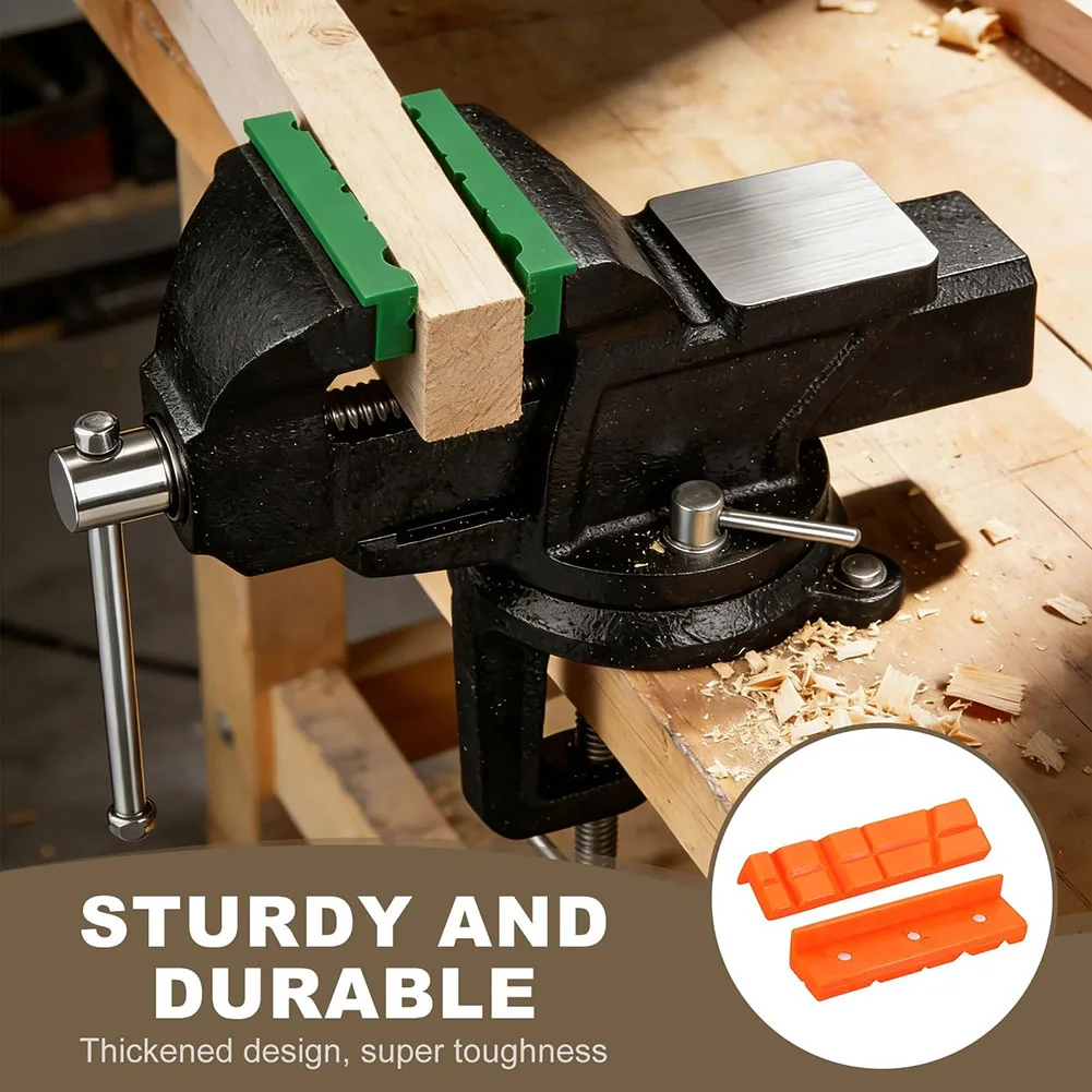 Magnetic Vise Jaw Pieces Rubber Grip Aluminum Alloy Vise Jaws Nylon Protective Strips Anti-Pinch Pads For Woodworking & Metal