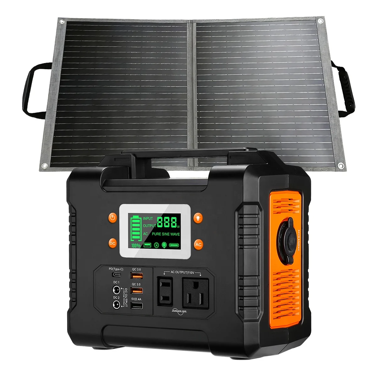 

【Hot】Portable Solar Generator Power Station 300W 600W 1000W Foldable Solar Panel 60W Mobile Power Bank Solar Generator Kit Facto