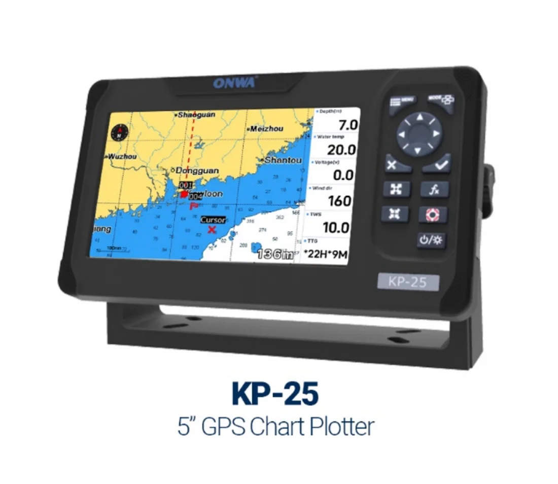 ONWA KP-25 5-inch Marine GPS Chart Plotter GPS SBAS Marine Navigator Locator Display Function Ship Boat Support GPS and GALILEO