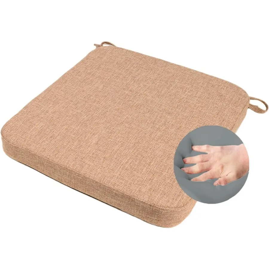 

Square 2'' Thick Chair Cushions for Dining Chair Memory Foam NonSlip Pads Removable Machine Washable Cover and Ties Indoor Dini