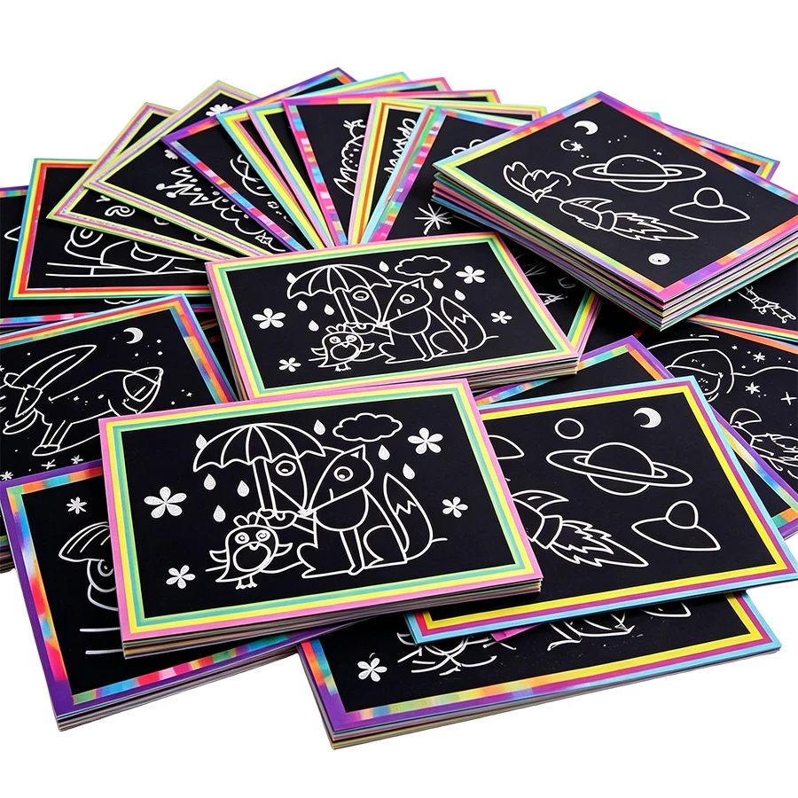 Art Craft Rainbow - 8/16pcs Rainbow Scratch Art Paper Sheets,