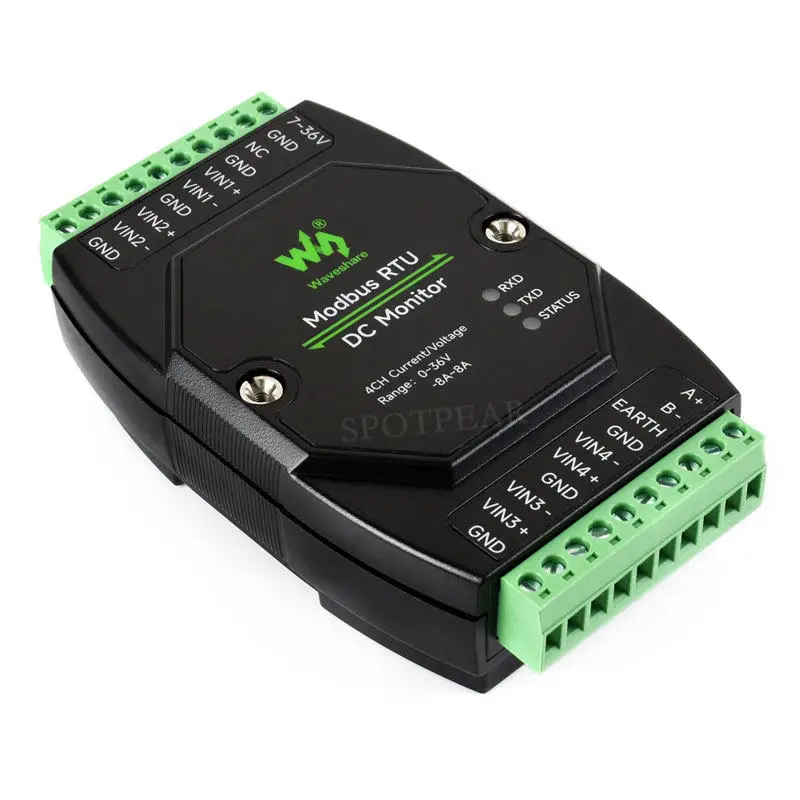 Industrial 4-channel RS485 DC Detection Module, Modbus RTU, Rail-mounted