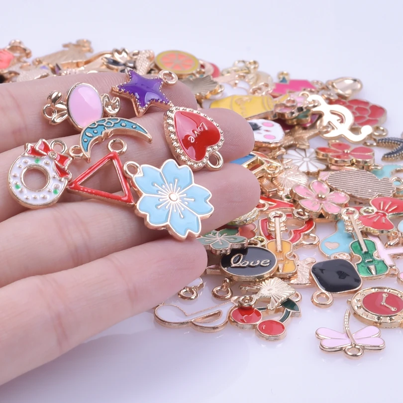 Mixed Pendants Enamel/Bracelet Charm Trinkets Flower Pendant For Jewelry Making DIY Materials Wholesale Items For Resale In Bulk