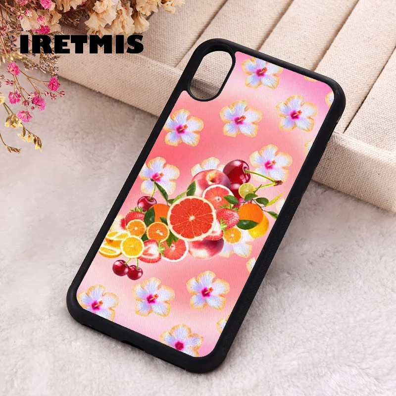 Iretmis phone cover cases for iphone X XS Max XR 11 12 13 PRO MINI 14 15 16 Plus Rubber Silicone Fruit Salad