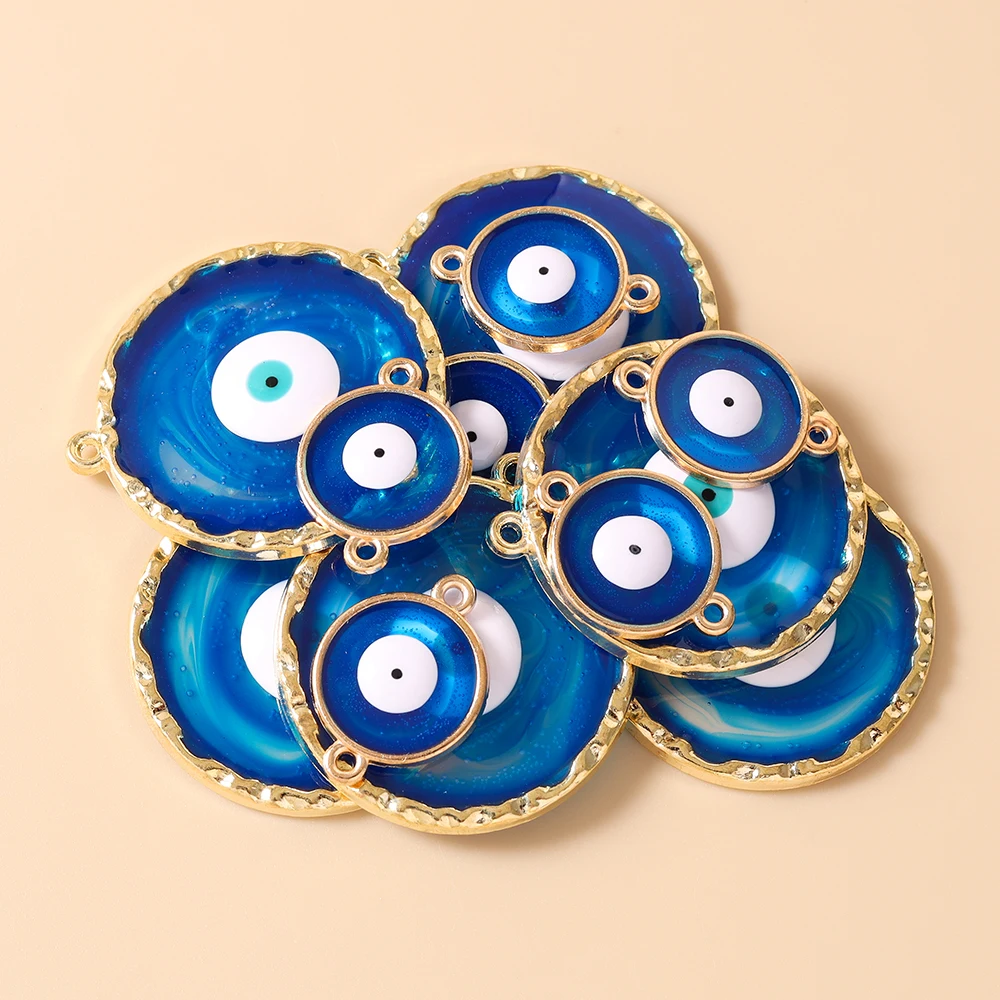 Leslie 10 Stück Ethnische Türkische Böser-Blick-Anhänger Glücksbringer Blaue Augen-Charms für Frauen Schmuckherstellung DIY Halsketten Ohrringe Zubehör – Detail 3