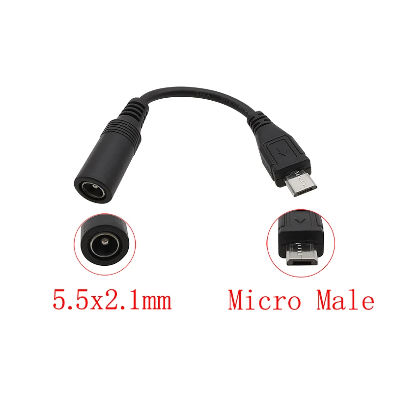 1 sztuka USB Micro męskie/typ C wtyczka/gniazdo USB żeńskie do 5.5mm x 2.1mm żeńskie gniazdo DC przewód zasilający kabel konwerter złącza