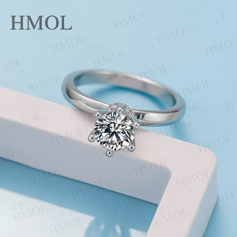

High Quality Moissanite Round Cut VVS1 Wedding Ring with Claw-intricate Neckband Design 925 Silver Bridal Jewelry
