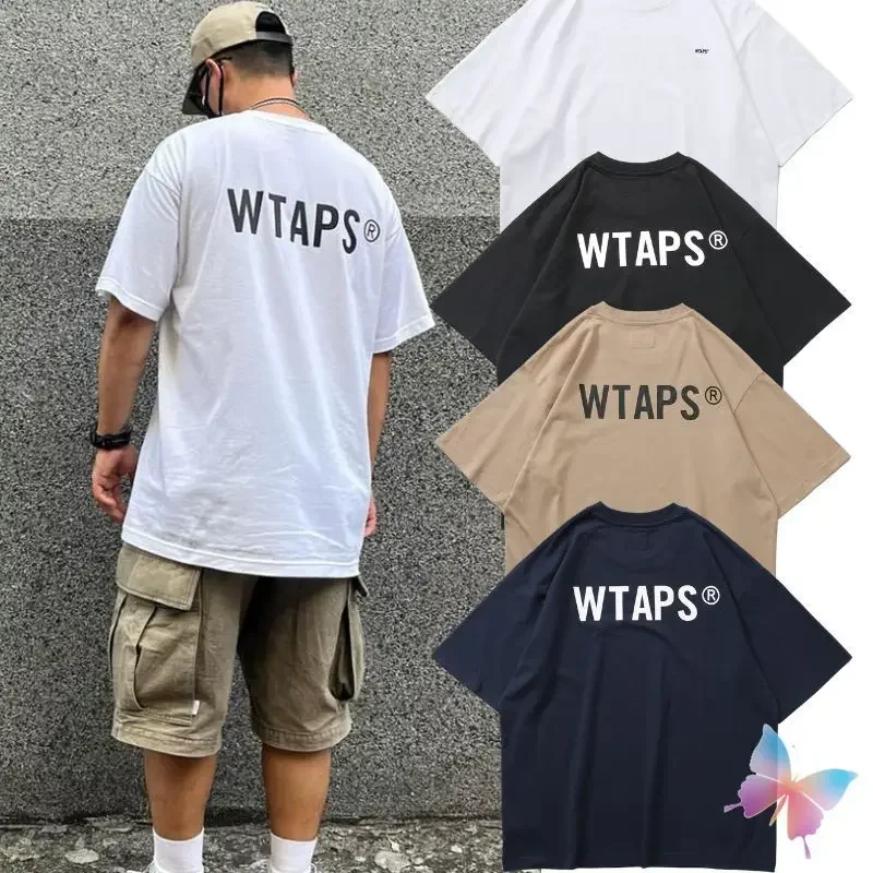 

High Quality Cotton Wtaps T-shirt Letter Printed Round Neck Short Sleeved Top Casual Loose Men Women Tshirts Fast Shipping