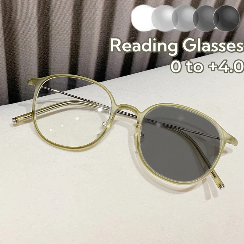 

Trendy Oval Ultra Light Photochromic Reading Glasses TR90 Fashionable Color Change Presbyopia Glasses Clear Lens Reading Glasses