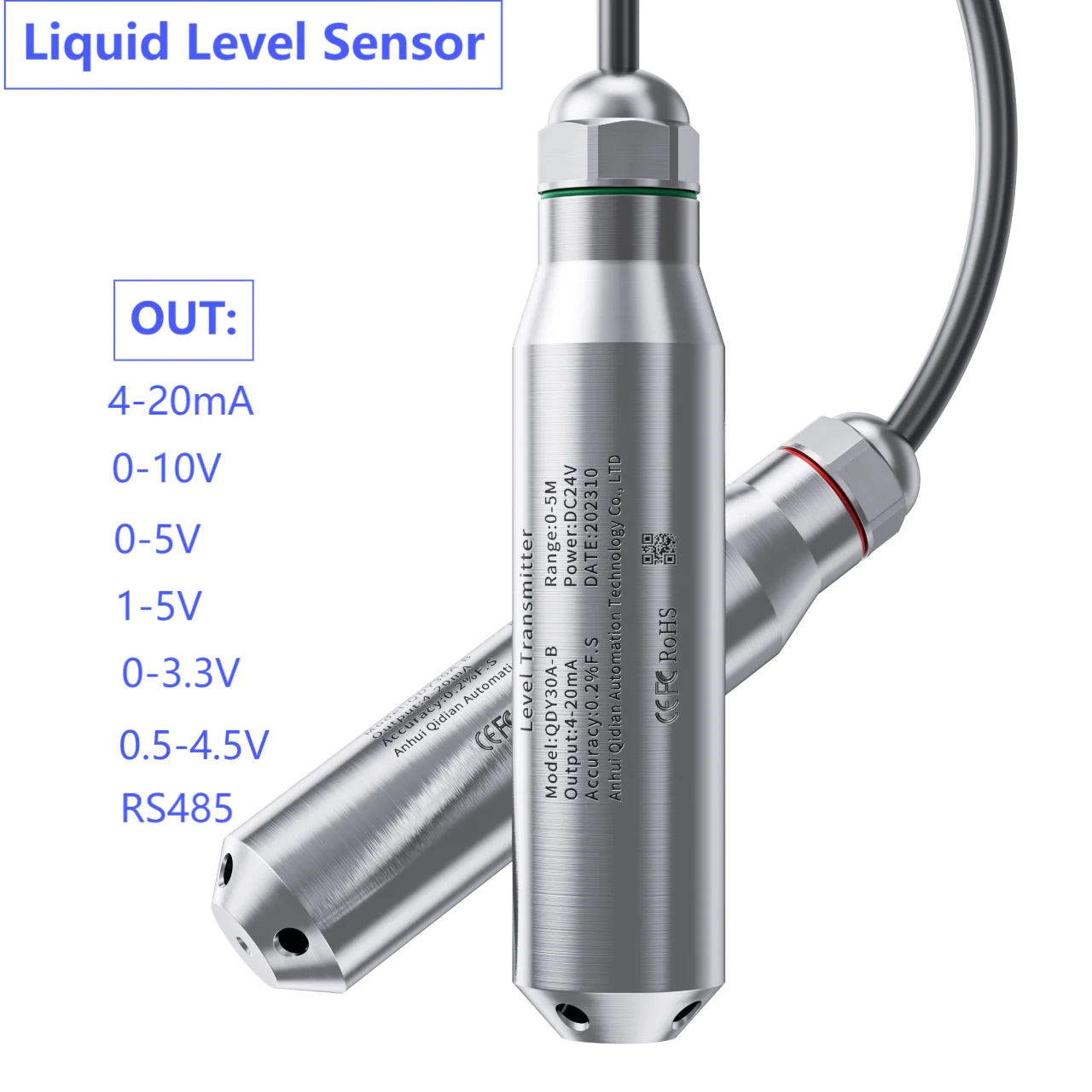 

RS485 Updated Probe Liquid Level Sensor Transmitter Submersible Liquid Level Transducer 4-20mA 0-10V 0-5V Water Level Meter Well