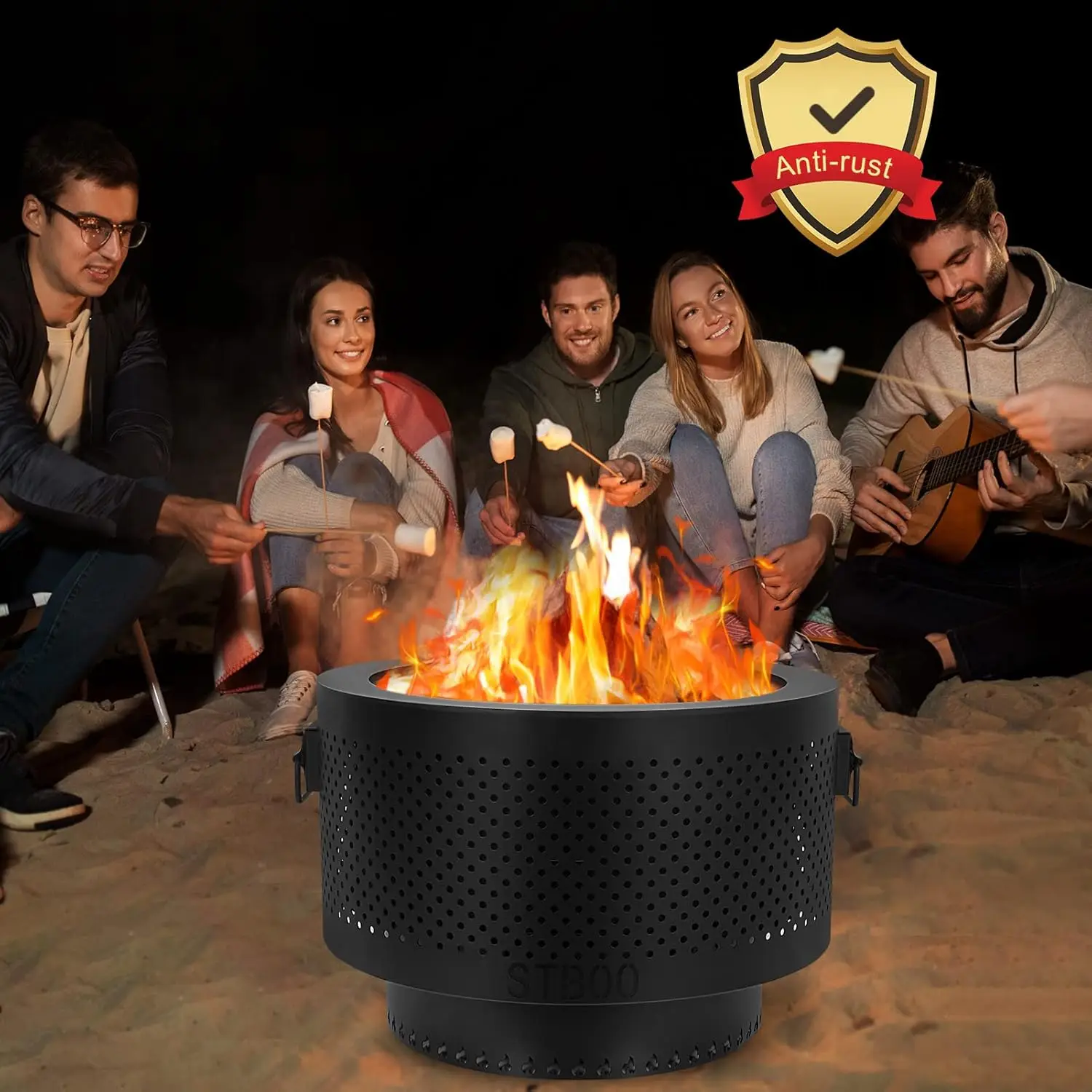 Smokeless Fire Pits for Outside with Portable Carrying Storage Bag, 20x14 Inch Firepits Outdoor Wood Burning