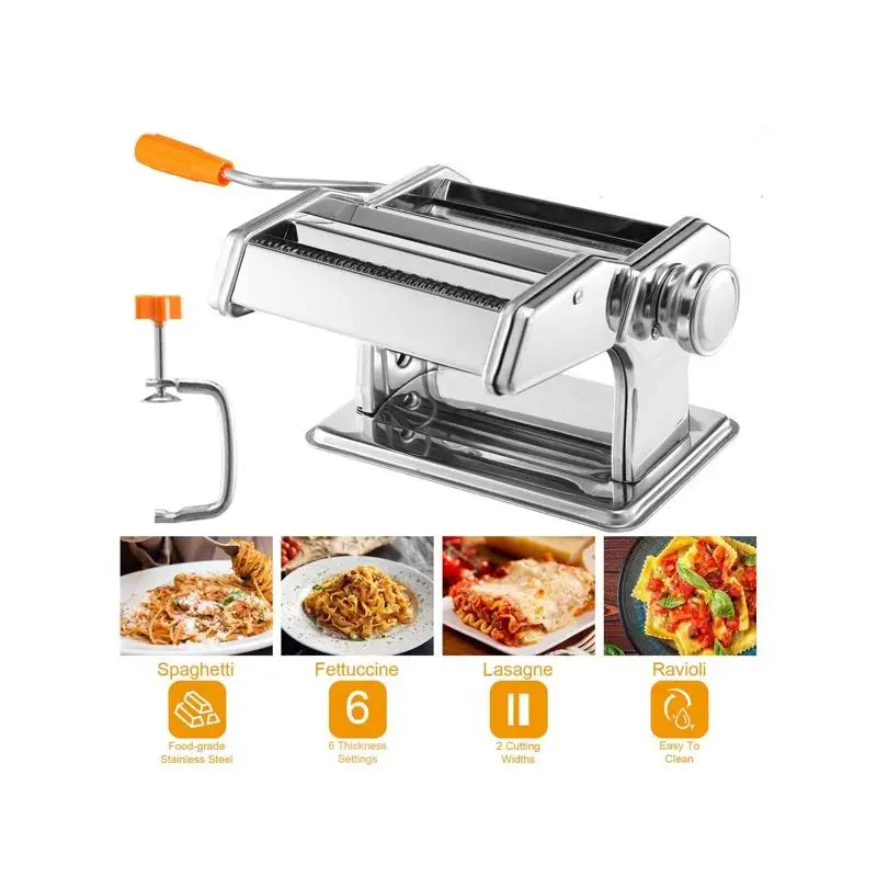 

180 Roller Pasta Maker Machine, 9 Thickness Settings, 2-in-1 Noodles Maker with Rollers & Cutter for Spaghetti, Fettuccini,