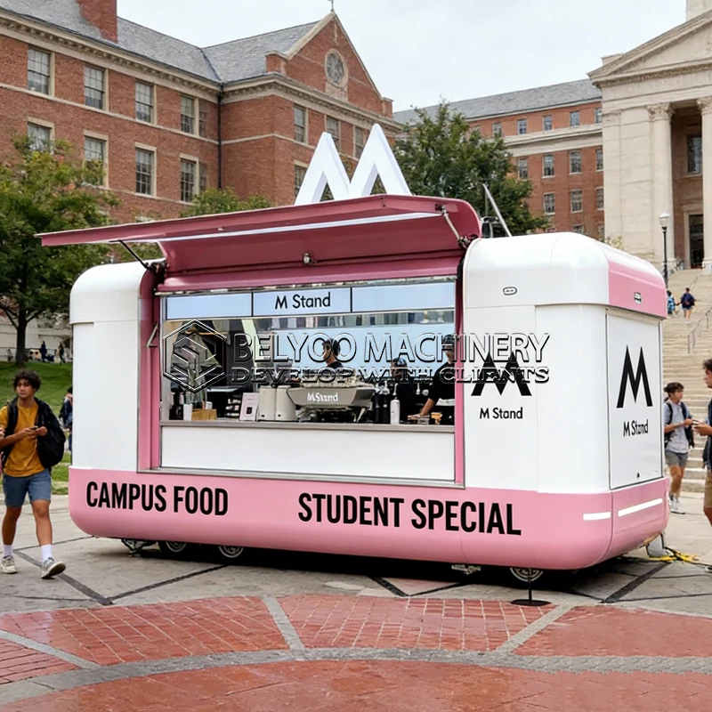 

Belyoo Hot Sale Food Truck Ice Cream Hot Dog Stand Food Truck Food Cart Refrigerator Mobile Food Caravan Fast Food Trailer