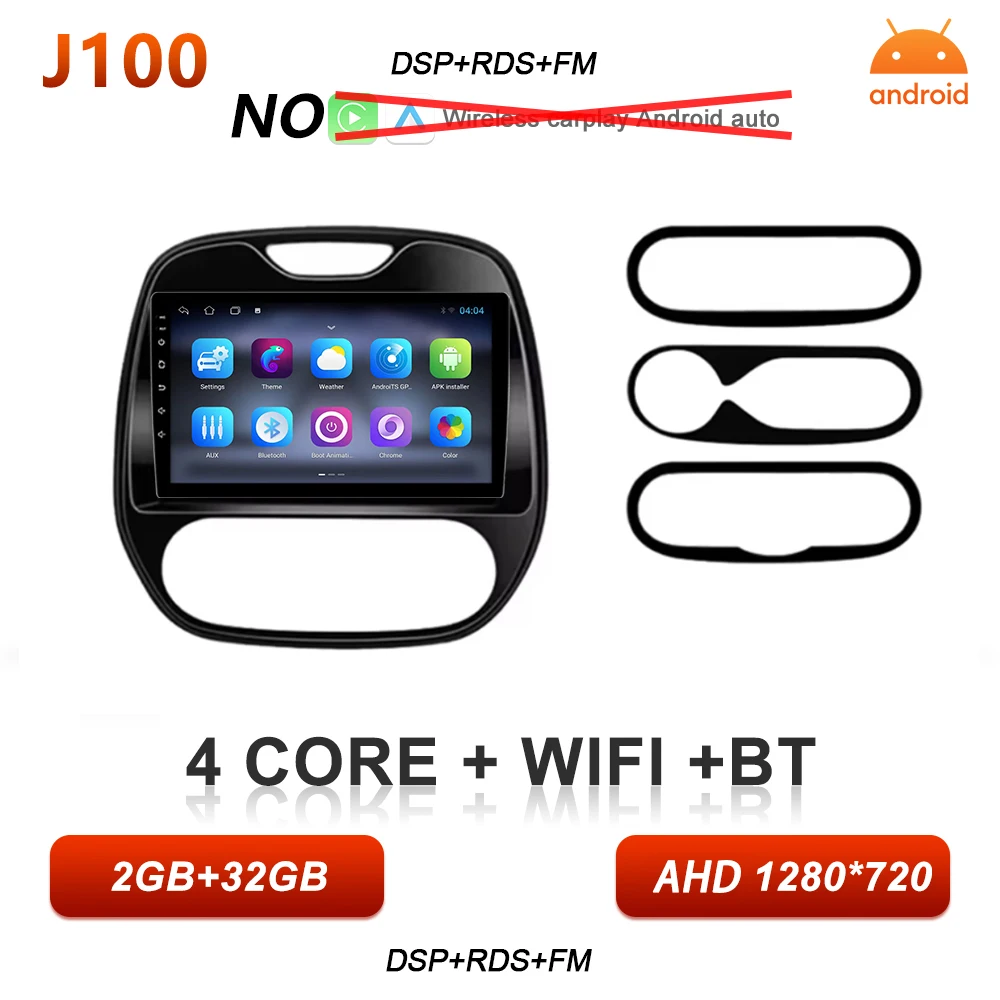 Android 16 Carplay autoradio voor Renault Kaptur Captur Clio Samsung QM3 2013 2014 2015 2016 GPS stereo multimediaspeler BT Wifi