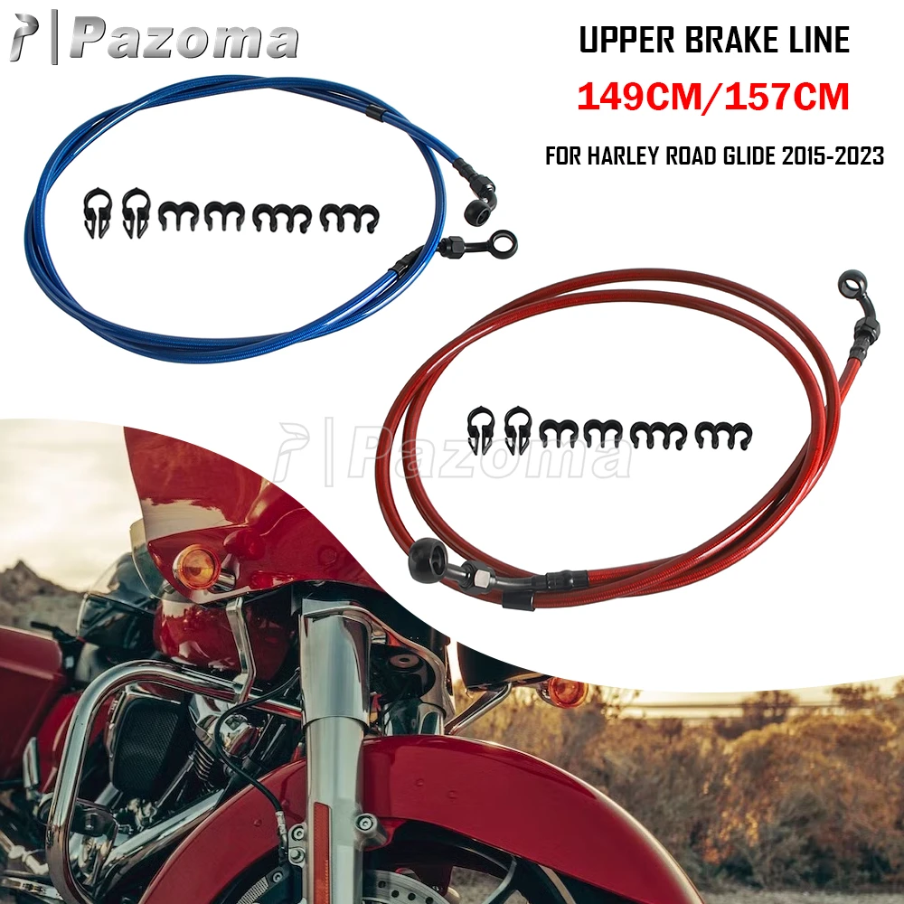 

Motorcycle Extended Upper Brake Line 149cm 157cm For Harley Road Glide 2015-23 Front Stop Line Kit Fit 8"-14"/15"-18" Handlebar