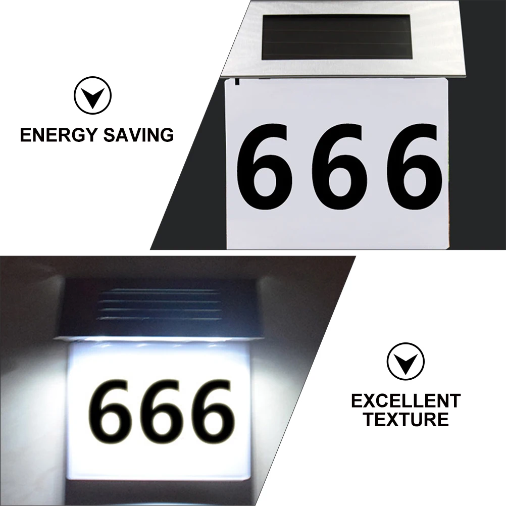 Numero di porta solare a parete per strumento di illuminazione a LED a induzione esterna impermeabile in acciaio inossidabile da 2 pezzi